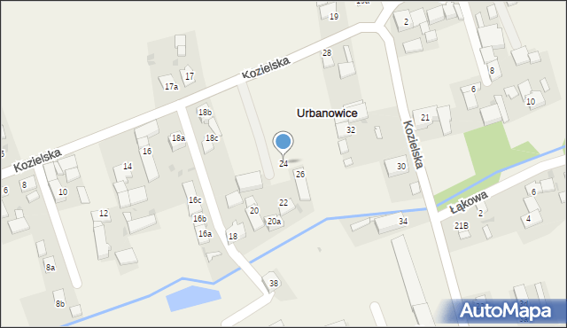 Urbanowice, Kozielska, 24, mapa Urbanowice