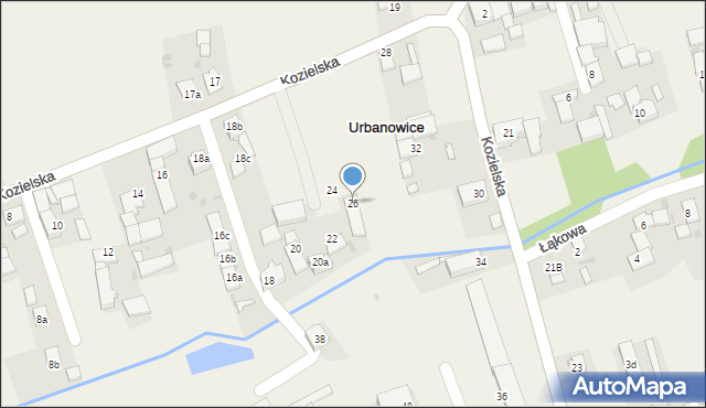 Urbanowice, Kozielska, 26, mapa Urbanowice