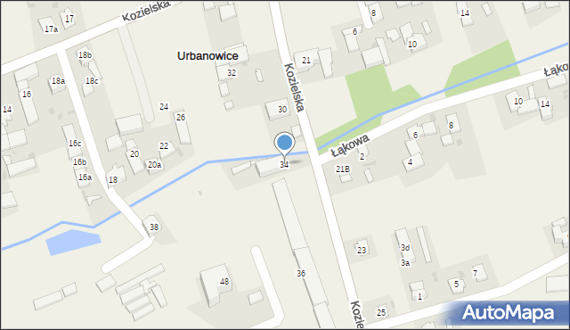 Urbanowice, Kozielska, 34, mapa Urbanowice