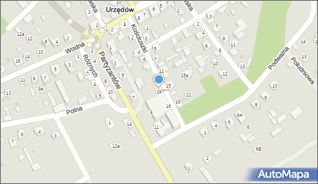 Urzędów, Kościuszki Tadeusza, gen., 14, mapa Urzędów