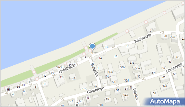 Ustronie Morskie, Kościuszki Tadeusza, gen., 1c, mapa Ustronie Morskie
