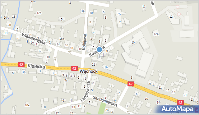 Wąchock, Kościelna, 2, mapa Wąchock