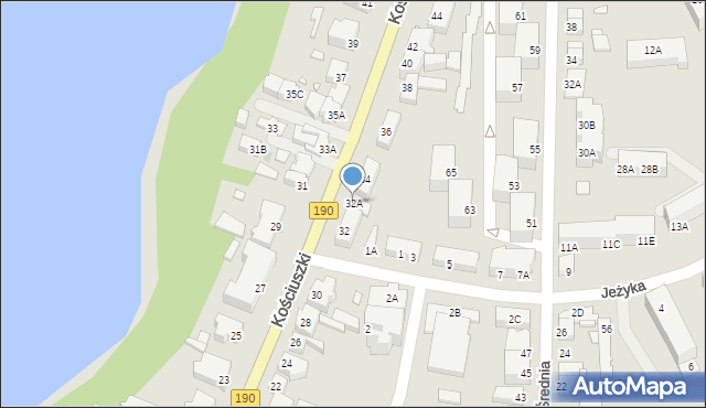 Wągrowiec, Kościuszki Tadeusza, gen., 32A, mapa Wągrowiec