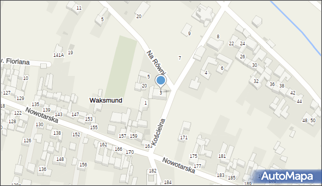 Waksmund, Kościelna, 3, mapa Waksmund