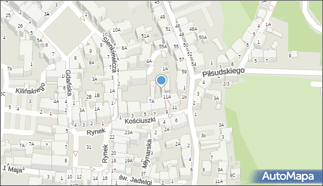Wałbrzych, Kościuszki Tadeusza, gen., 9A, mapa Wałbrzycha