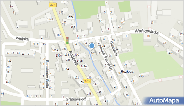 Wałbrzych, Komuny Paryskiej, 6A, mapa Wałbrzycha