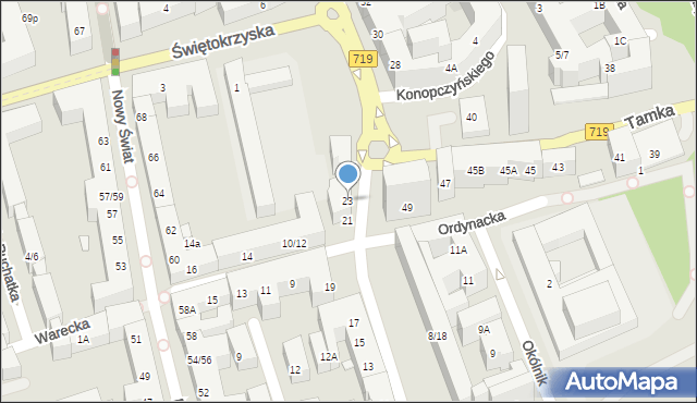 Warszawa, Kopernika Mikołaja, 23, mapa Warszawy