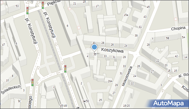 Warszawa, Koszykowa, 35, mapa Warszawy