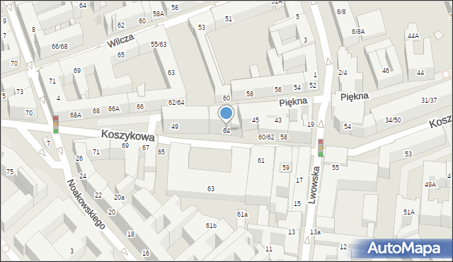 Warszawa, Koszykowa, 64, mapa Warszawy