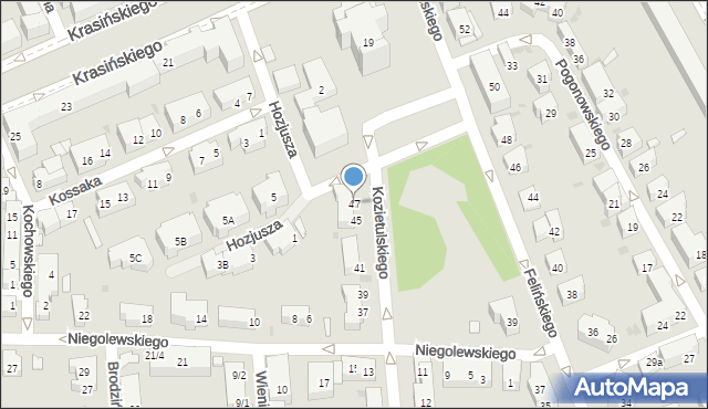 Warszawa, Kozietulskiego Jana Leona, płk., 47, mapa Warszawy
