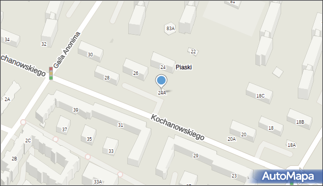 Warszawa, Kochanowskiego Jana, 24A, mapa Warszawy