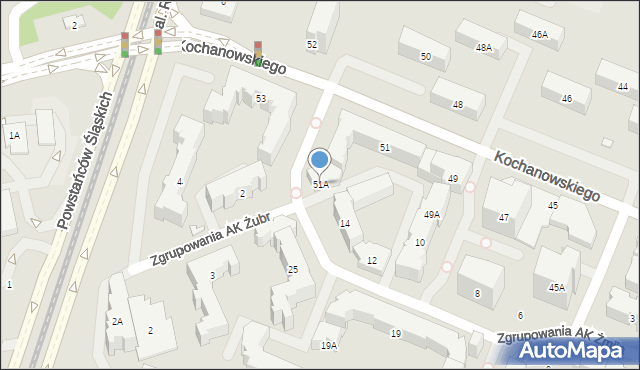 Warszawa, Kochanowskiego Jana, 51A, mapa Warszawy