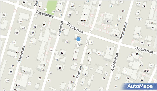Warszawa, Kolumba Krzysztofa, 19, mapa Warszawy