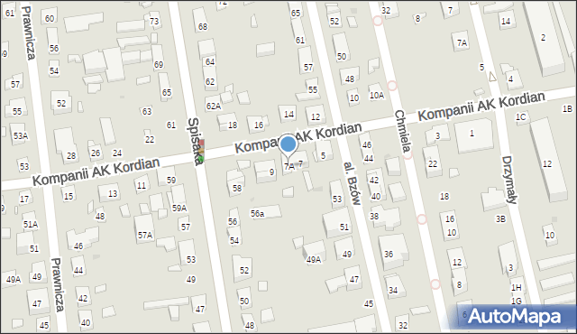 Warszawa, Kompanii AK Kordian, 7A, mapa Warszawy