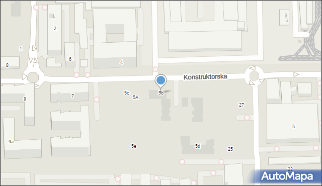 Warszawa, Konstruktorska, 5b, mapa Warszawy