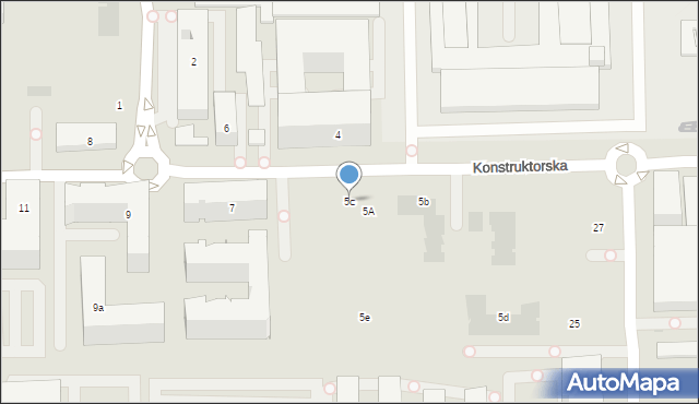 Warszawa, Konstruktorska, 5c, mapa Warszawy