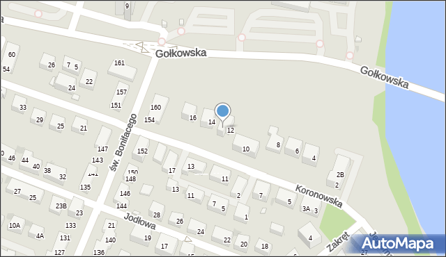 Warszawa, Koronowska, 12A, mapa Warszawy