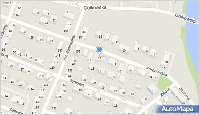 Warszawa, Koronowska, 13a, mapa Warszawy