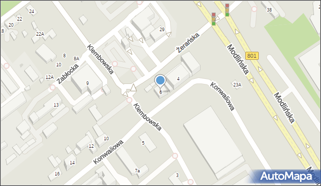 Warszawa, Konwaliowa, 6, mapa Warszawy