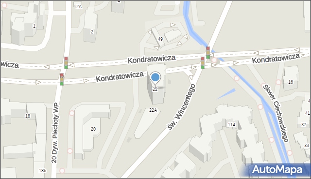 Warszawa, Kondratowicza Ludwika, 22, mapa Warszawy