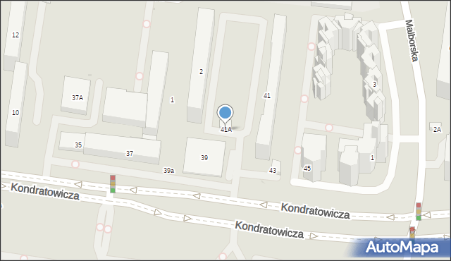 Warszawa, Kondratowicza Ludwika, 41A, mapa Warszawy