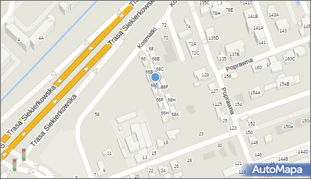 Warszawa, Kosmatki, 66E, mapa Warszawy