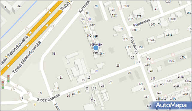 Warszawa, Kosmatki, 66J, mapa Warszawy