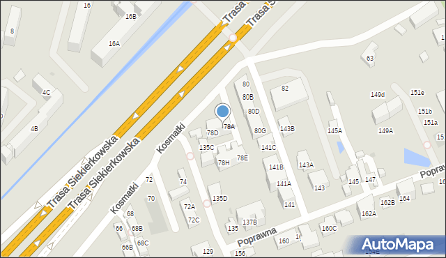 Warszawa, Kosmatki, 78B, mapa Warszawy