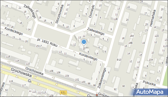 Warszawa, Kordeckiego Augustyna, ks., 10, mapa Warszawy