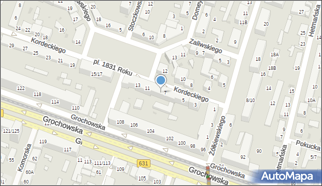 Warszawa, Kordeckiego Augustyna, ks., 9/7, mapa Warszawy