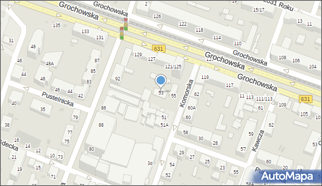 Warszawa, Komorska, 53, mapa Warszawy