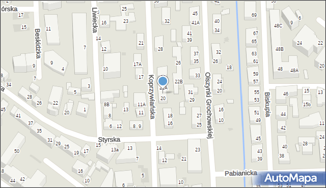 Warszawa, Koprzywiańska, 22, mapa Warszawy