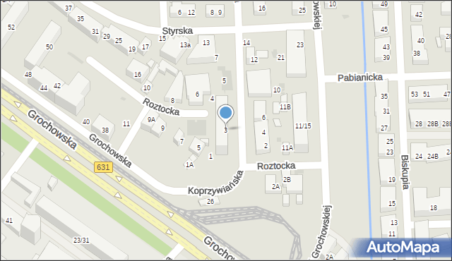 Warszawa, Koprzywiańska, 3, mapa Warszawy