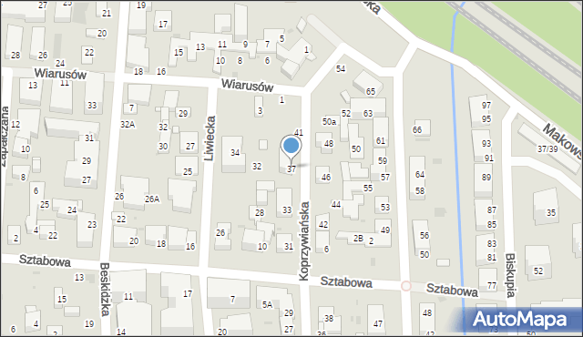 Warszawa, Koprzywiańska, 37, mapa Warszawy