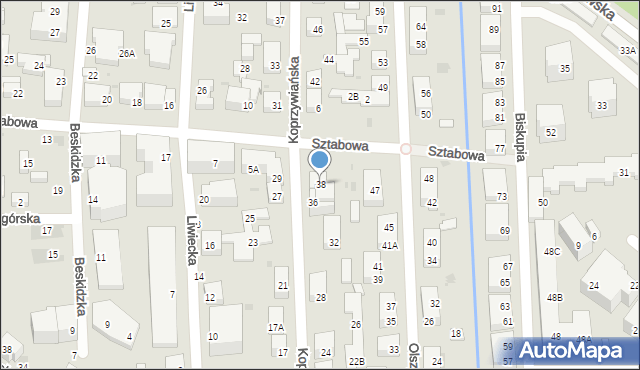 Warszawa, Koprzywiańska, 38, mapa Warszawy