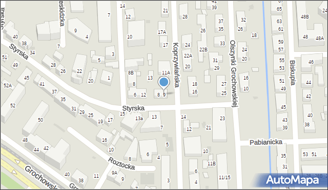 Warszawa, Koprzywiańska, 9, mapa Warszawy