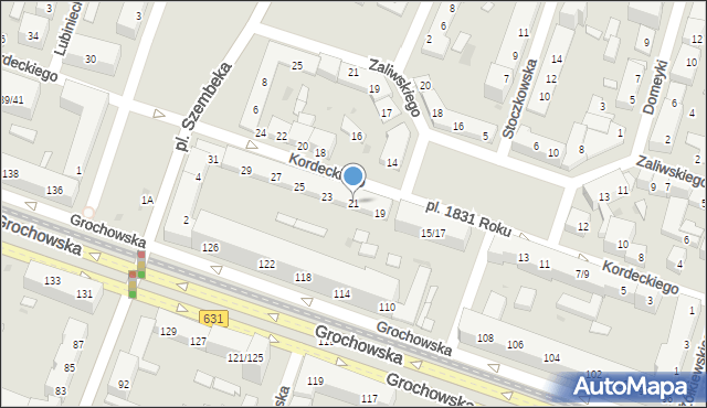 Warszawa, Kordeckiego Augustyna, ks., 21, mapa Warszawy