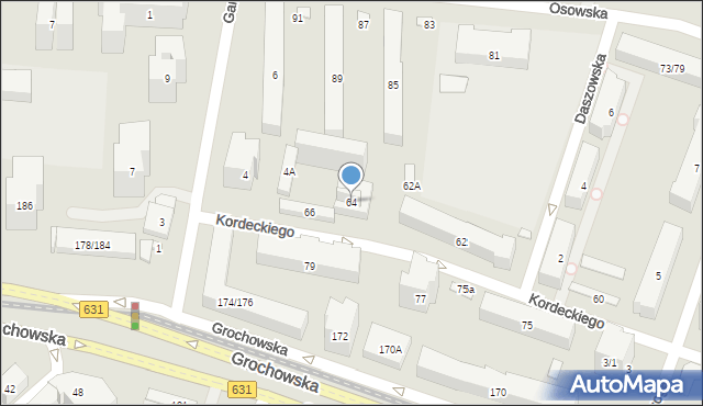 Warszawa, Kordeckiego Augustyna, ks., 64, mapa Warszawy