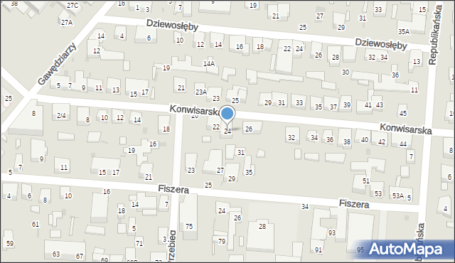 Warszawa, Konwisarska, 24, mapa Warszawy