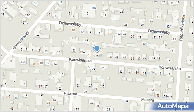 Warszawa, Konwisarska, 25, mapa Warszawy