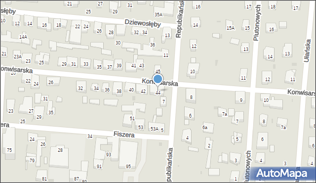 Warszawa, Konwisarska, 44, mapa Warszawy