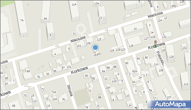 Warszawa, Korkowa, 113, mapa Warszawy