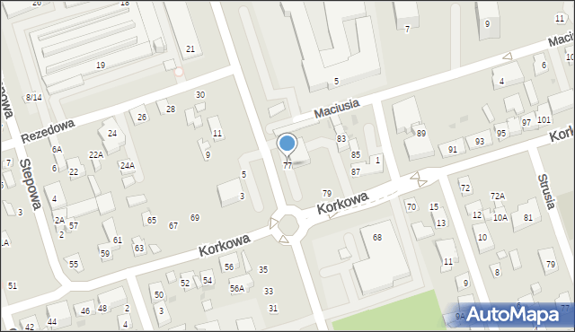 Warszawa, Korkowa, 77, mapa Warszawy