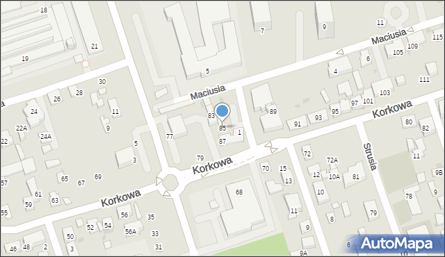 Warszawa, Korkowa, 85, mapa Warszawy