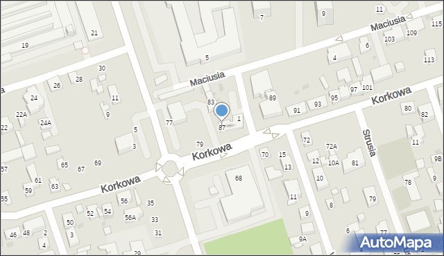 Warszawa, Korkowa, 87, mapa Warszawy