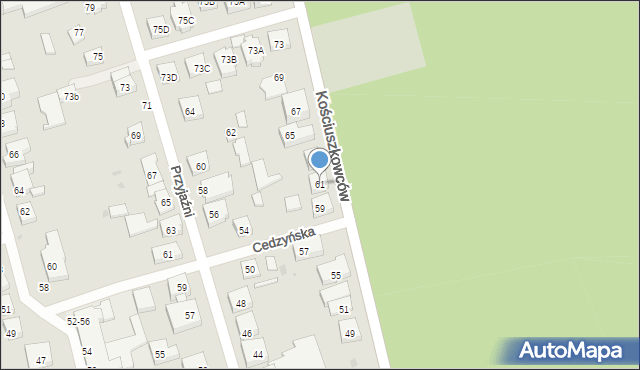 Warszawa, Kościuszkowców, 61, mapa Warszawy