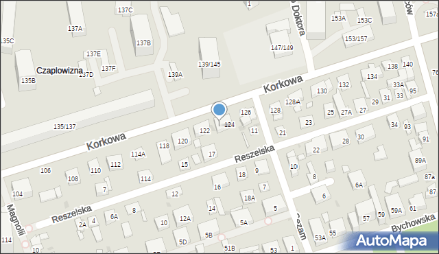 Warszawa, Korkowa, 124A, mapa Warszawy