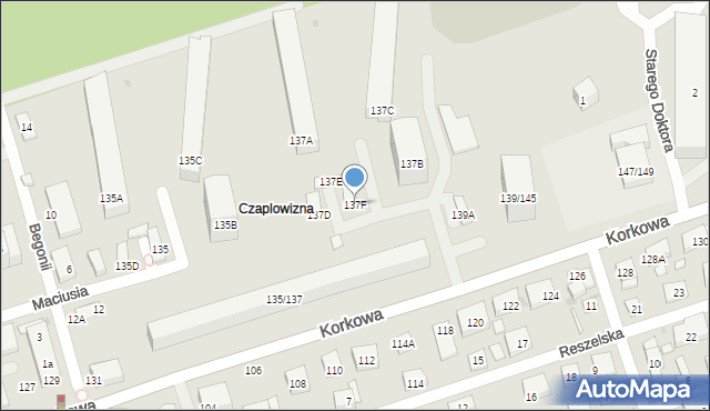 Warszawa, Korkowa, 137F, mapa Warszawy