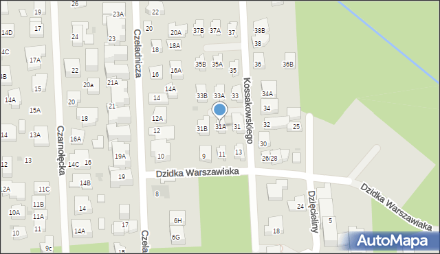 Warszawa, Kossakowskiego Jana, 31A, mapa Warszawy