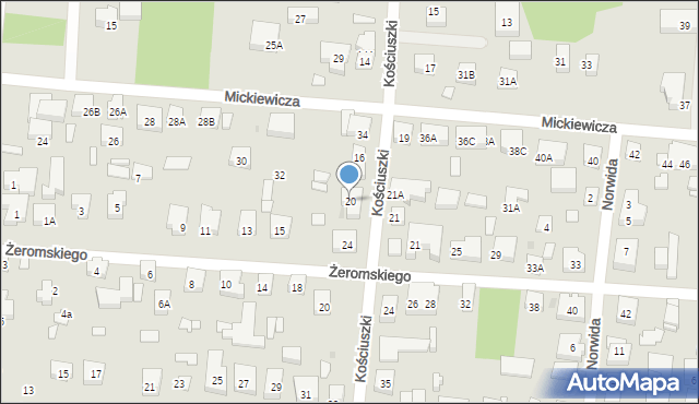 Warszawa, Kościuszki Tadeusza, gen., 20, mapa Warszawy